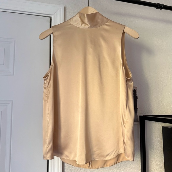 Lilysilk Tops - Sleeveless Satin Mock-Neck Blouse — Cream